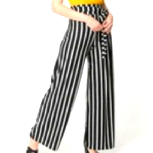 Unique Vintage Pants - Black and White striped trousers